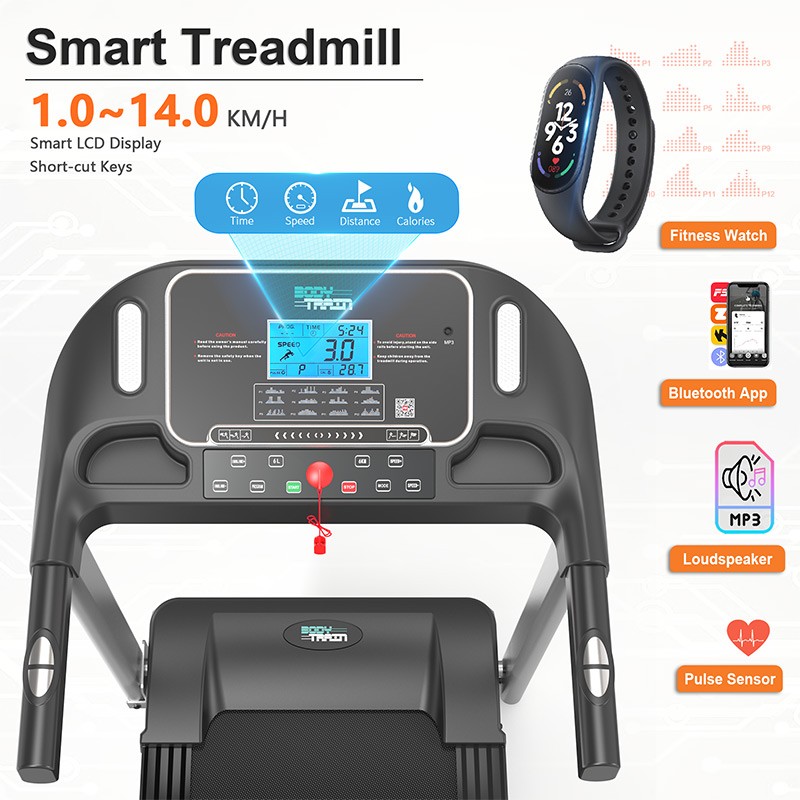 BodyTrain S8 Motorised Folding Bluetooth Treadmill - Image 2