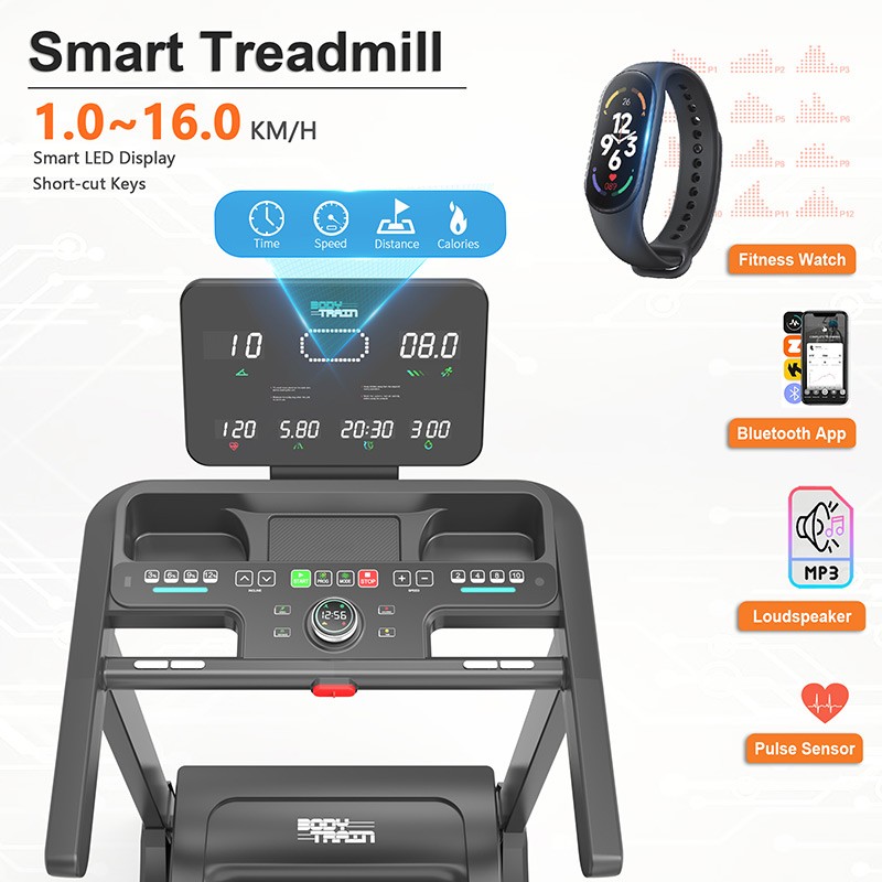 BodyTrain 7008 Motorised Folding Bluetooth Treadmill - Image 2