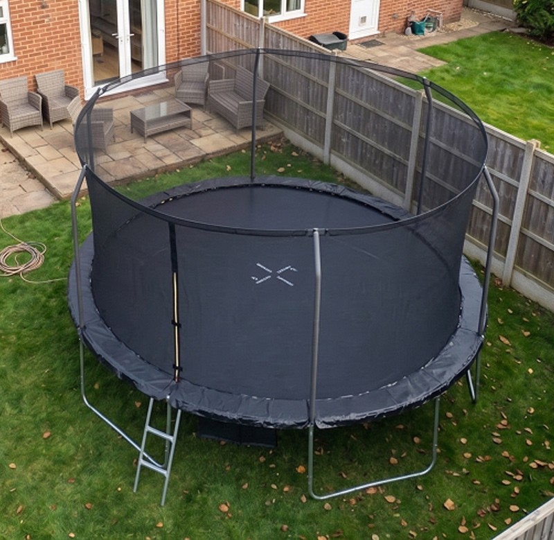 Big Air 16ft Trampoline & Enclosure Free Shoe Tidy & Ladder – Black - Image 4