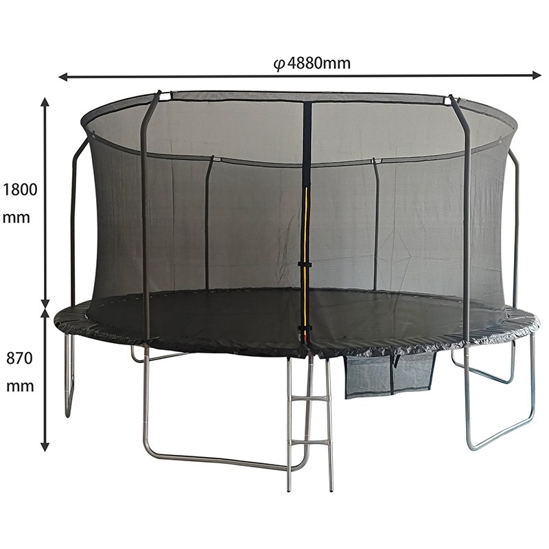 Big Air 16ft Trampoline & Enclosure Free Shoe Tidy & Ladder – Black - Image 5