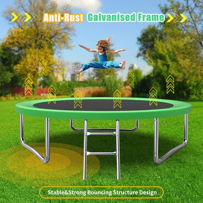 Velocity 8ft Trampoline and Safety Enclosure Free Ladder and Basketball Hoop - Image 4