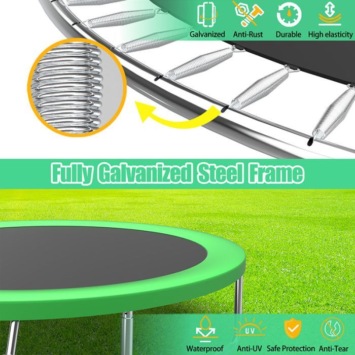 Velocity 8ft Trampoline and Safety Enclosure Free Ladder and Basketball Hoop - Image 5