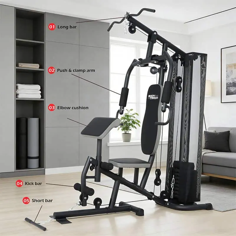 BodyTrain ES-422 Single Station Home Multi Gym 45kg Weight Stack - Image 5