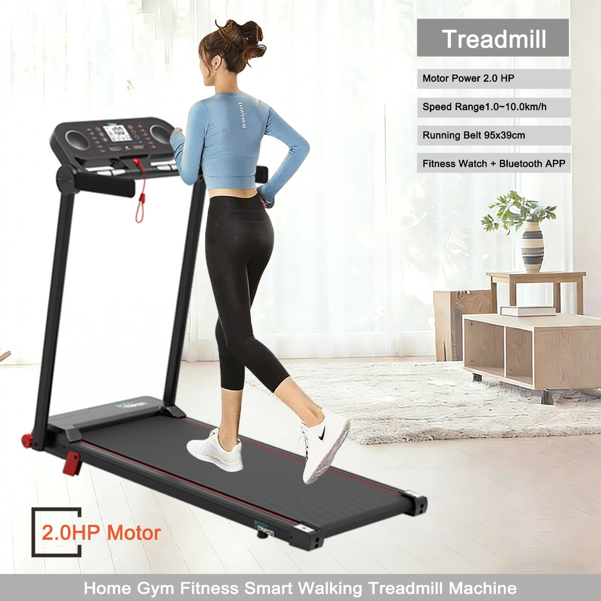 BodyTrain T-118 Motorised Folding Bluetooth Treadmill - Image 2