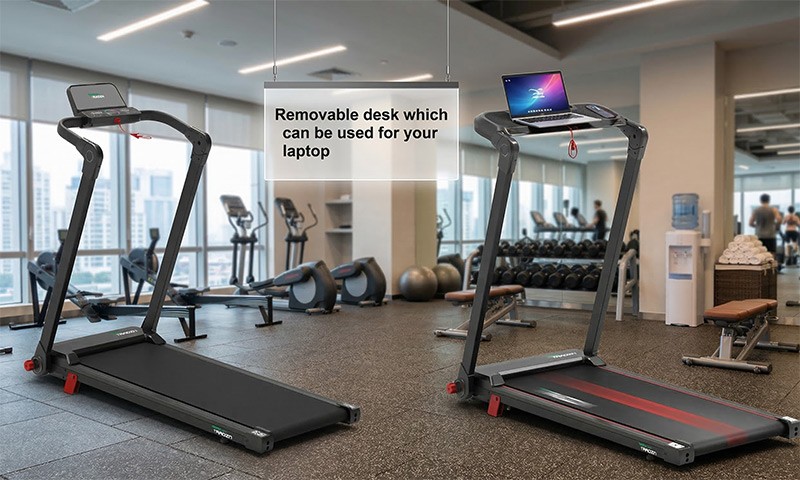 Body Train 2-in-1 Folding Bluetooth Treadmill with Removable Laptop Desk - Image 3