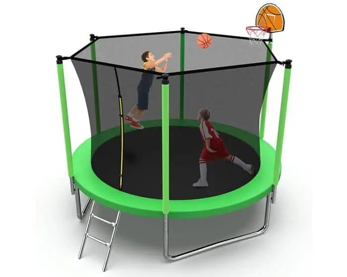 Velocity 8ft Trampoline and Safety Enclosure Free Ladder and Basketball Hoop