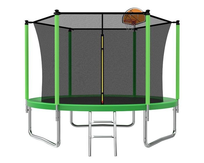 Velocity 8ft Trampoline and Safety Enclosure Free Ladder and Basketball Hoop - Image 13