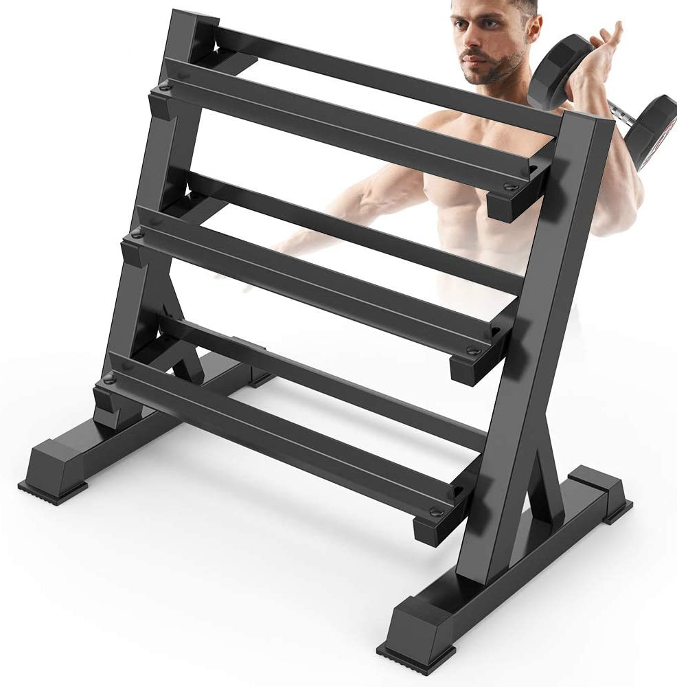 Hex Dumbbell 15kg-30kg Set & 3 Tier Rack Full Home Gym Weights Training Fitness - Image 5