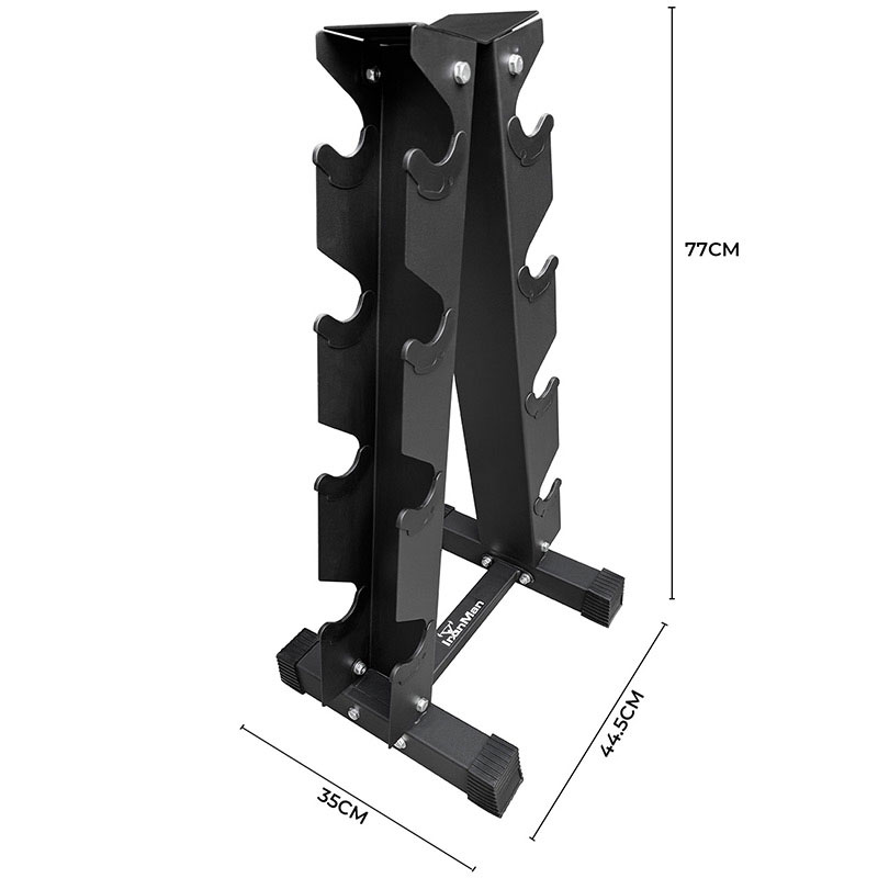 Ironman Rubber Coated Hex Dumbbell & 4 Tier Rack Set – 5, 10, 15 & 20kg Pairs - Image 6