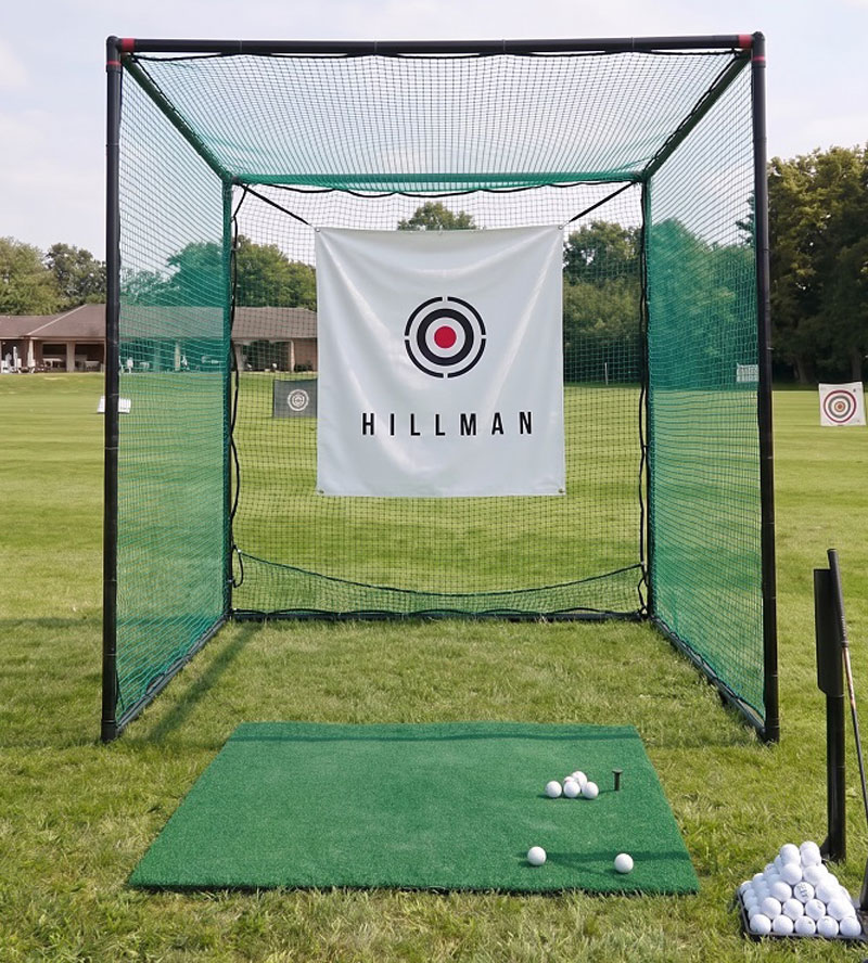 Hillman Powder Coated Golf Practice Cage and Hitting Mat with Tee Package