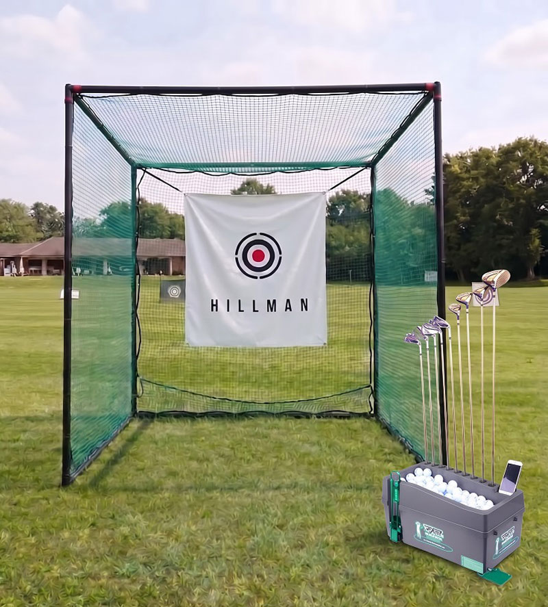 Hillman Golf Cage and Ball Dispenser Package