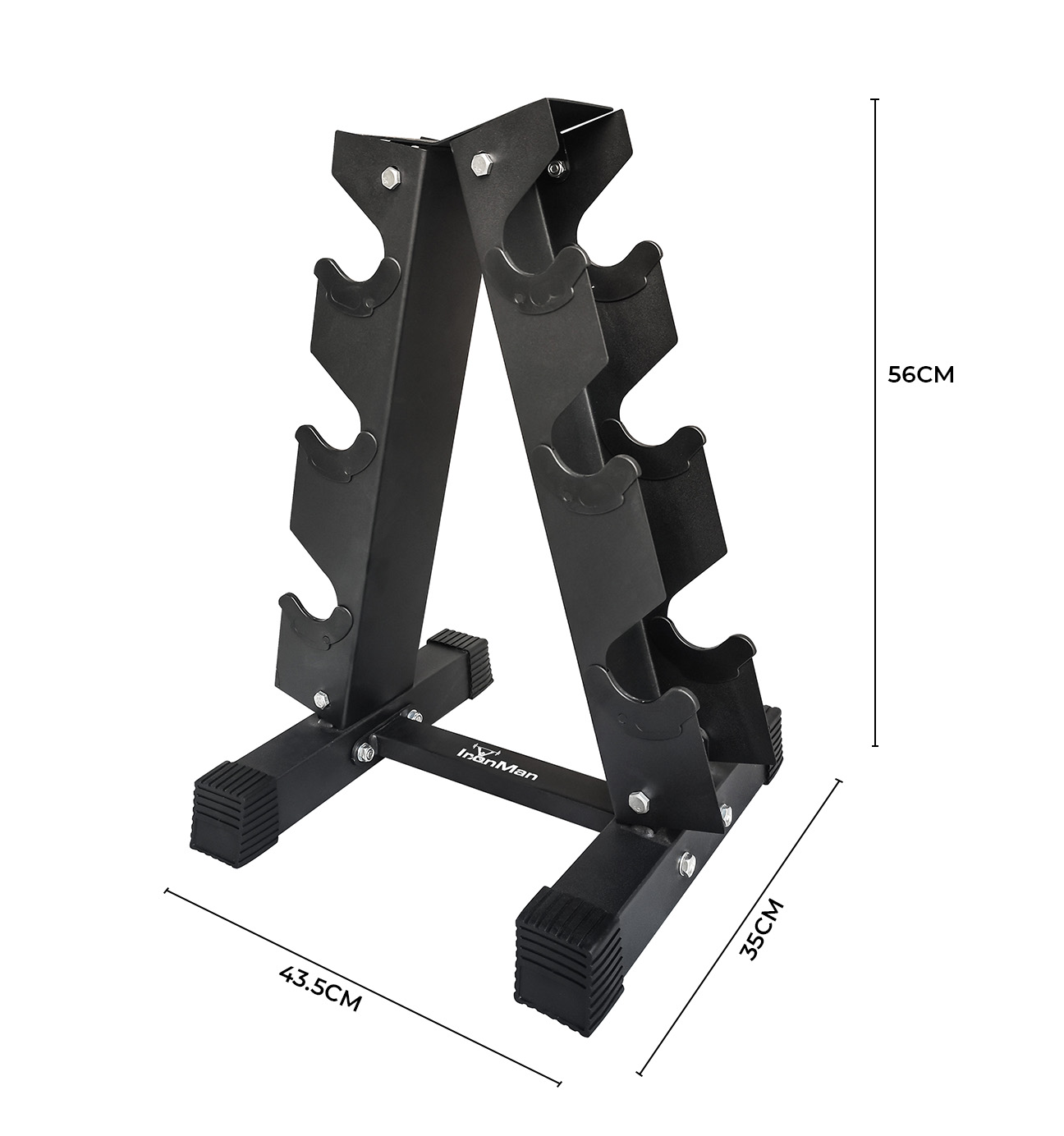 Ironman Rubber Coated Hex Dumbbell & 3 Tier Rack Set – 5kg, 10kg & 15kg Pairs - Image 6